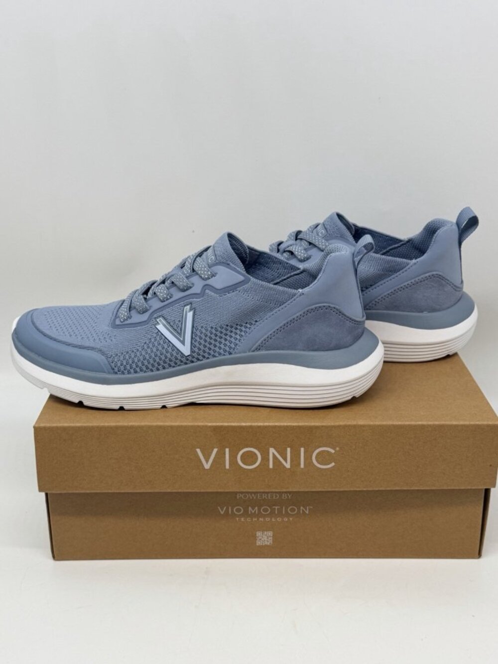 Vionic Hayward Vintage Blue Haze Knit Suede  Tennis Shoes Trainers Womens Size 8